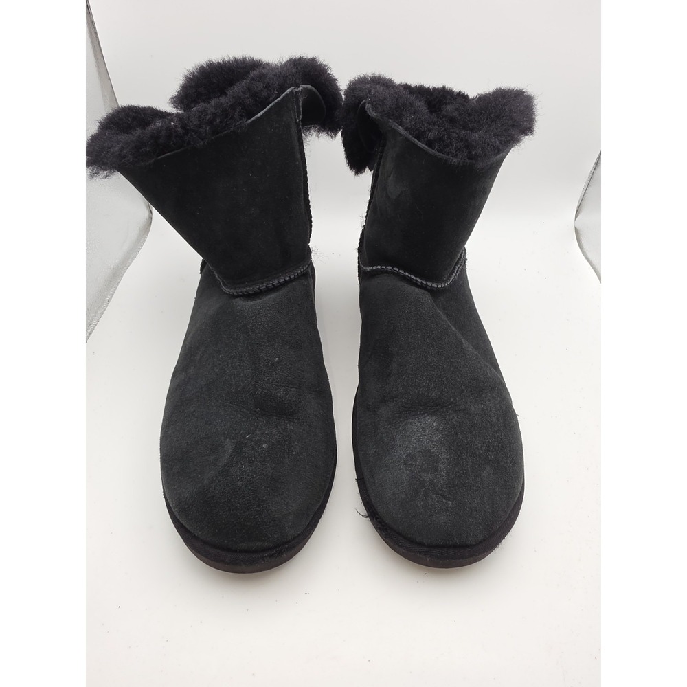 UGG Women's Fluff Bow Mini Suede Boots in Black Size 11